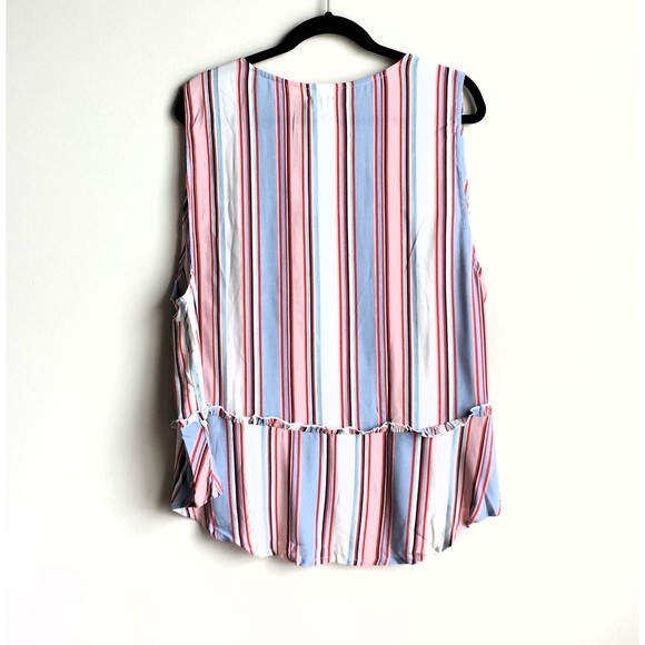 Love Fire Women Plus Size 2x Streipe Multi Peplum Sleeveless Rayon Top Blouse - Picture 2 of 5